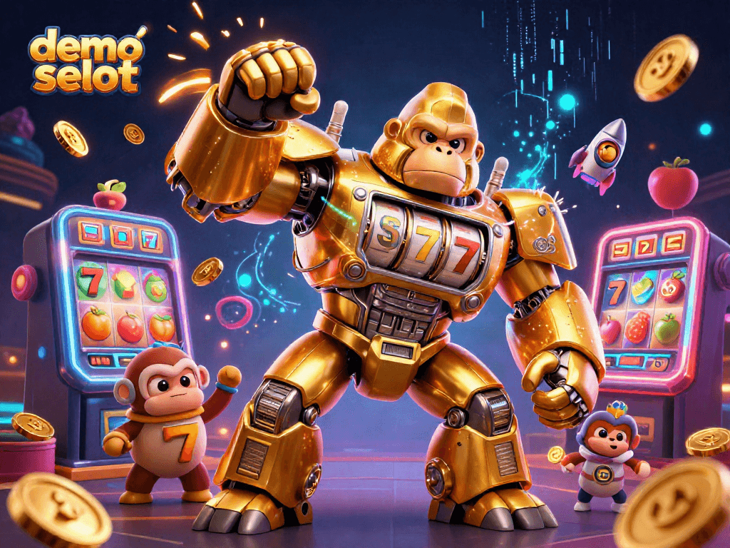 Spin to win with demo selot's vibrant 3D gorilla mech and casino elements!