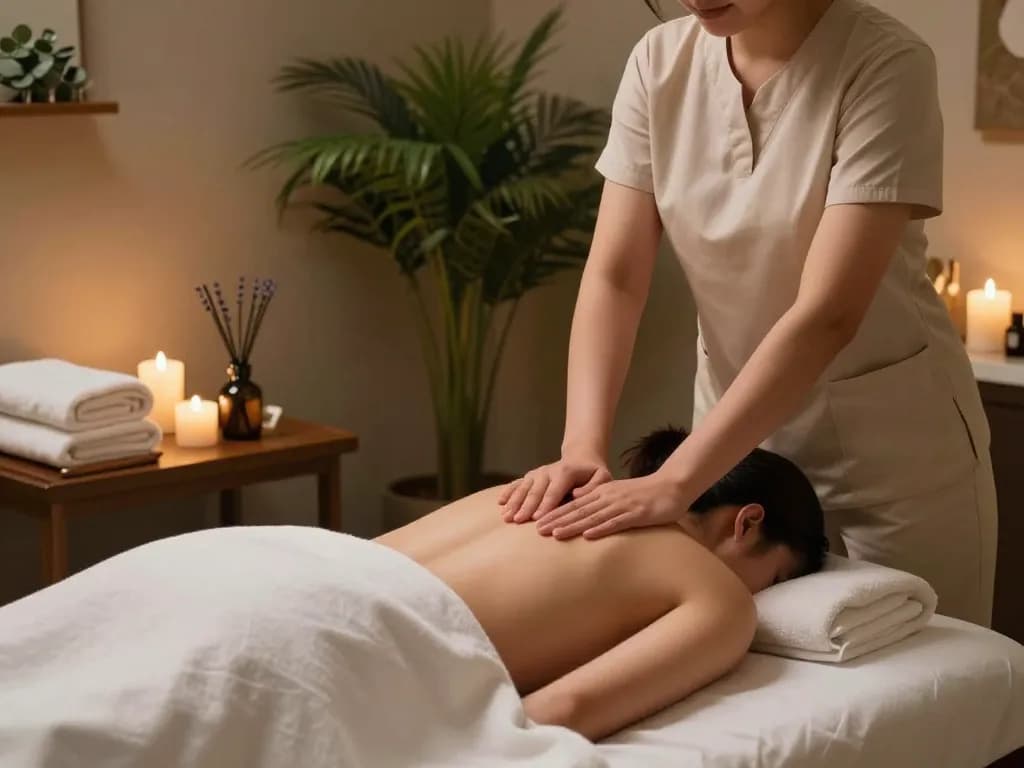 Relaxing 인계동마사지 therapy environment with a peaceful atmosphere and skilled therapist.