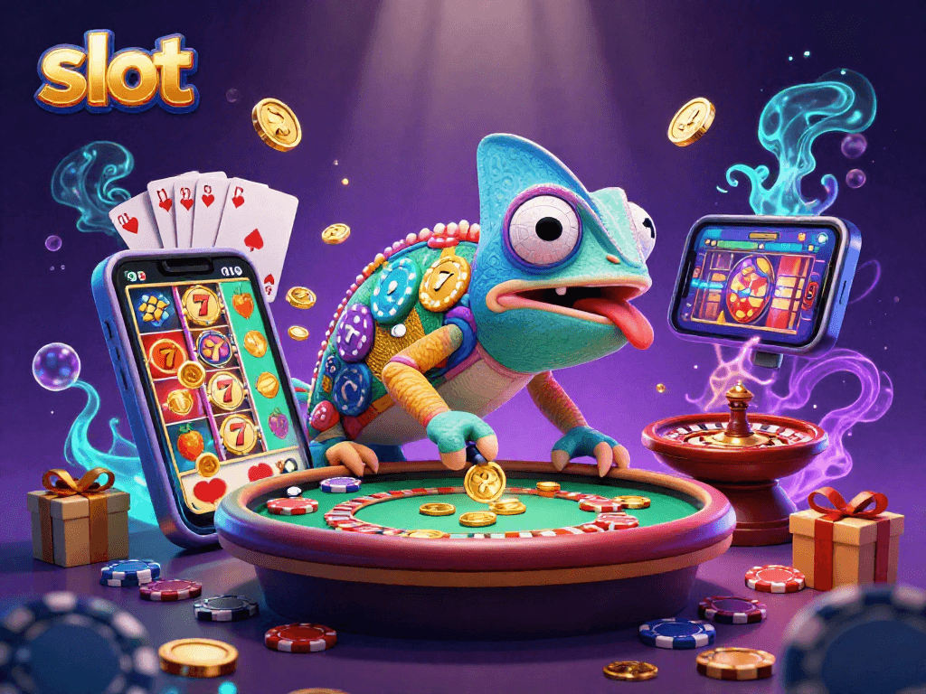 Engage in thrilling slot gameplay surrounded by a vibrant casino scene.
