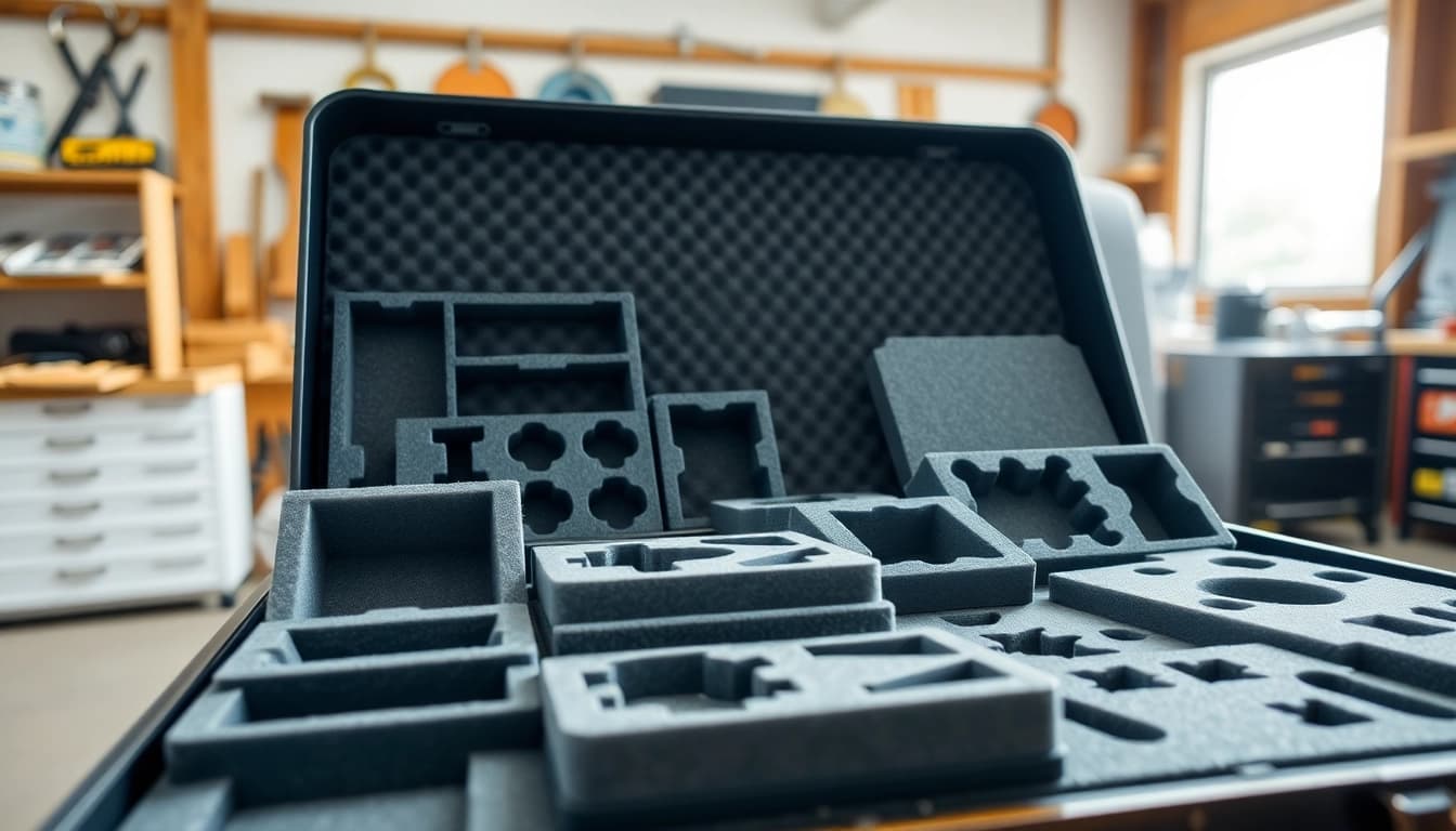 Showcasing Custom Foam Inserts arranged in a versatile toolbox setting for optimal organization.
