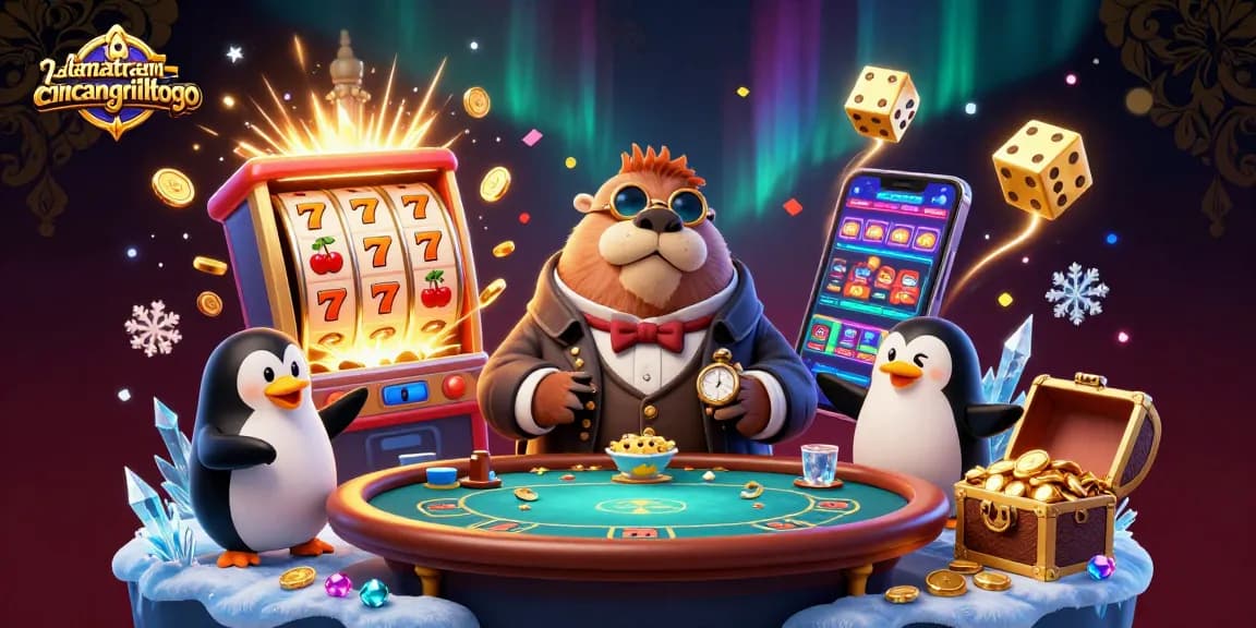 Engage in gaming excitement with lamatracamexicangrilltogo's vibrant slot scene featuring winning charms.