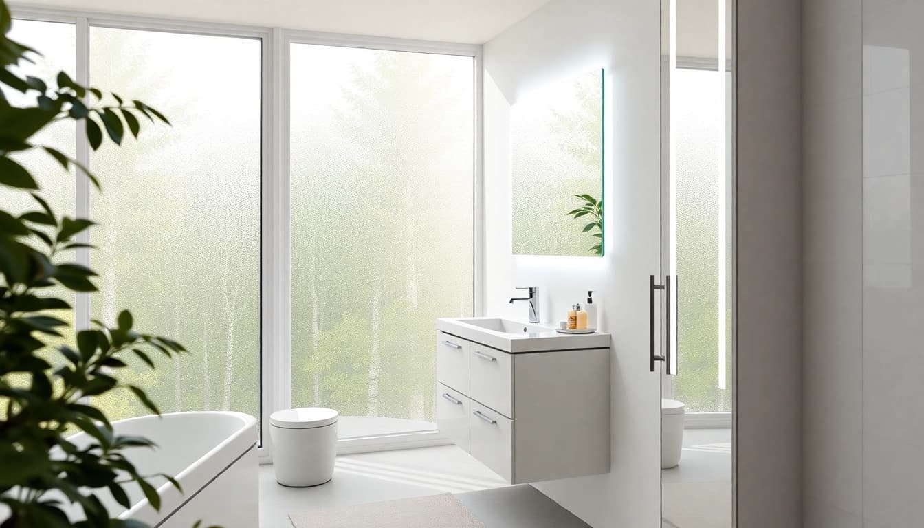 Elegantly designed sonni Spiegelschrank mit integriertem Licht im modernen Badezimmer präsentieren