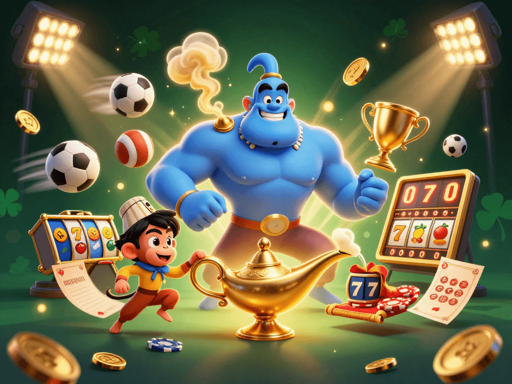 Experience thrilling gaming action at netwin ink with our vibrant casino scene filled with dynamic sports elements.