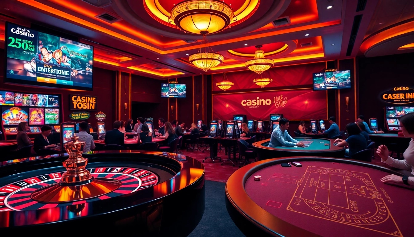 Scène engageante de jeux de luxe mettant en avant les caractéristiques du casino en ligne France, soulignant des jetons de poker et une roulette.
