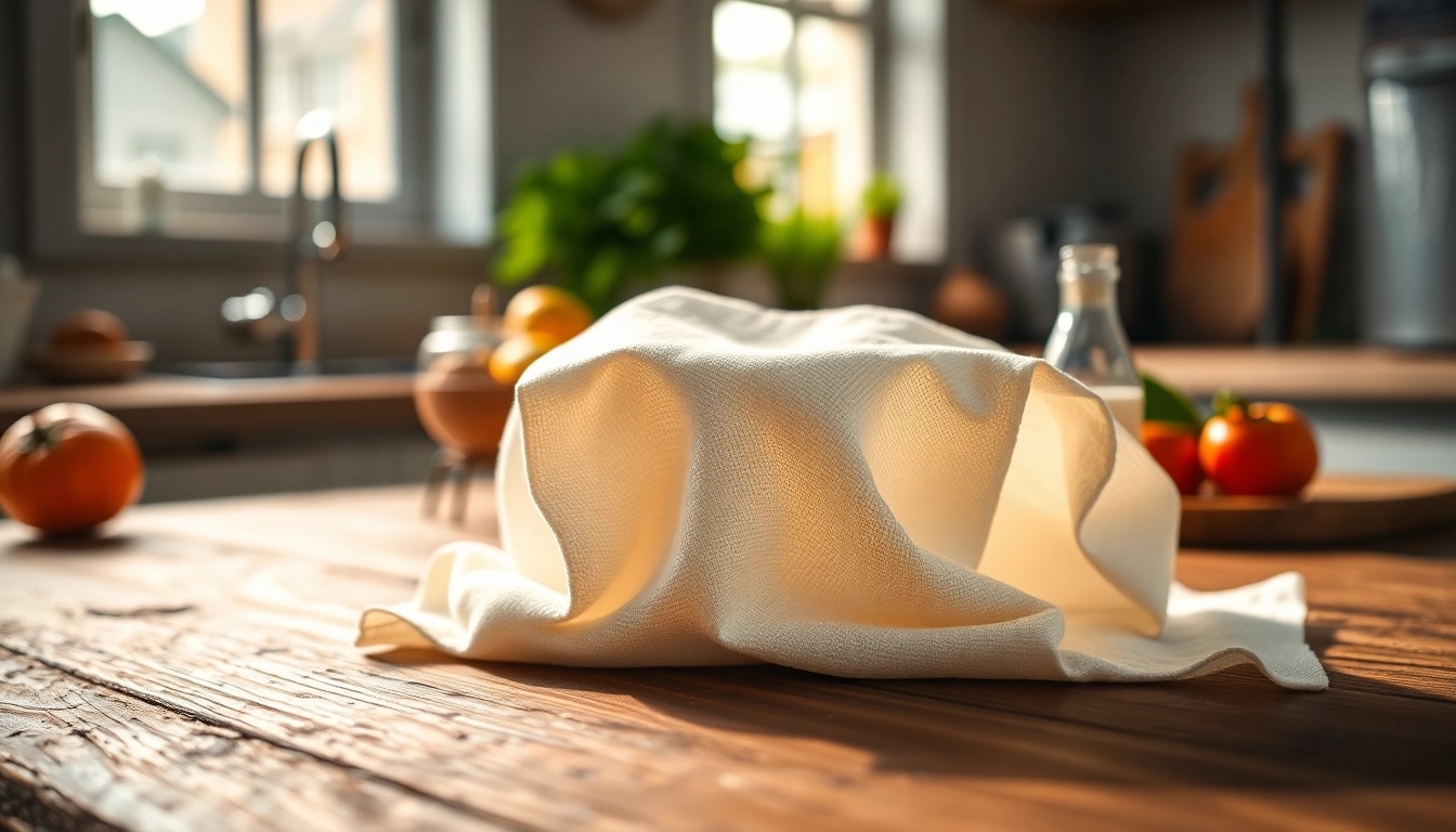 Kaasdoek op een rustieke houten tafel met verse ingrediënten en een warme sfeer.