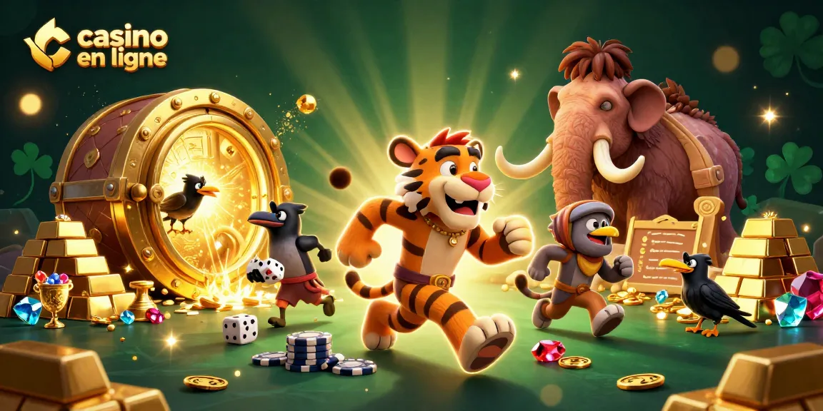 Découvrez les enjeux des casinos en ligne tout en admirant une illustration de jeu préhistorique.