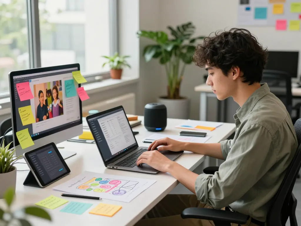 Generating image to prompt in a vibrant digital workspace with AI tools and creative elements.