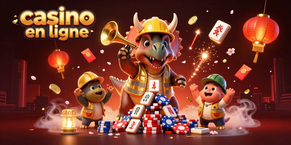 Construisez une pyramide de jetons de poker avec un triceratops dans un casino en ligne animé