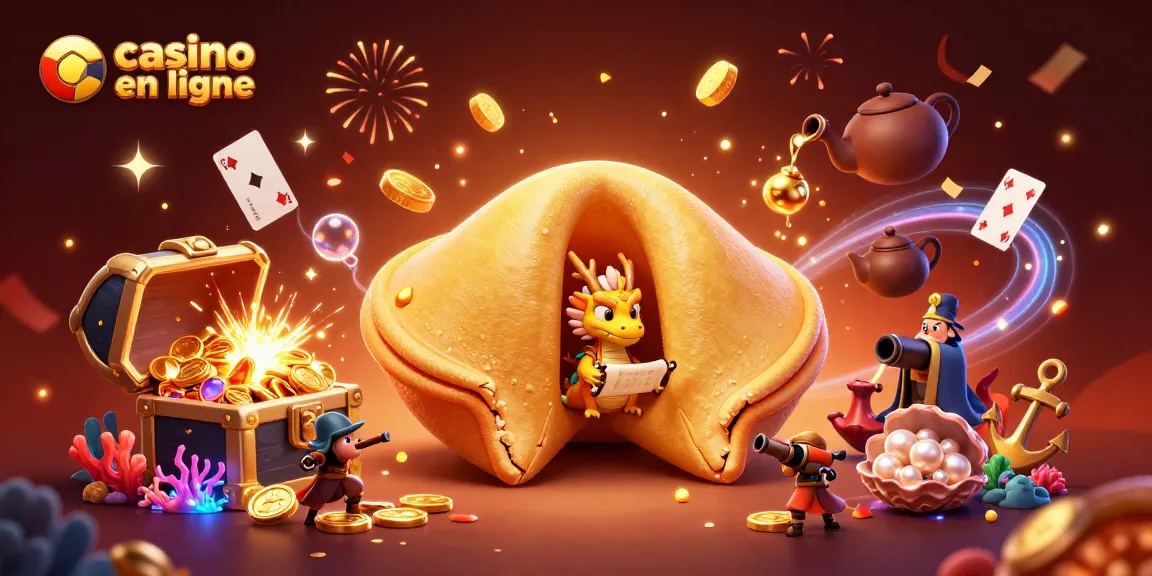 Jouer à casino en ligne avec des éléments de fortune et des dragons dans une scène festive.