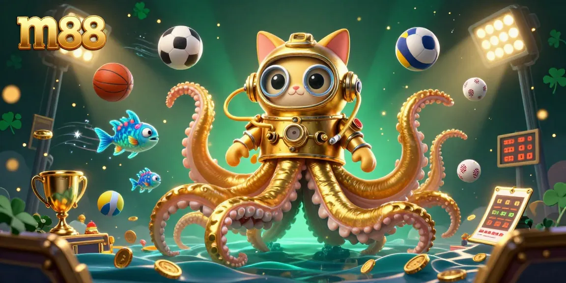 Bet on thrilling sports with m88, featuring a vibrant 3D scene of unique characters and dynamic gaming elements.