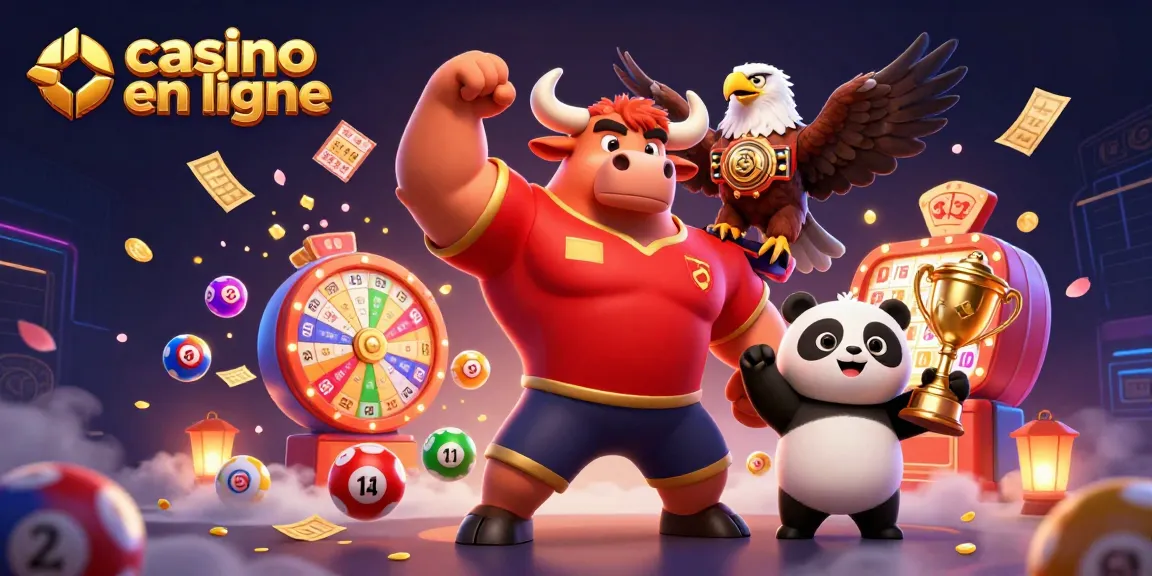 Casino en ligne : célébration d'un taureau, aigle et panda avec loteries et jeux