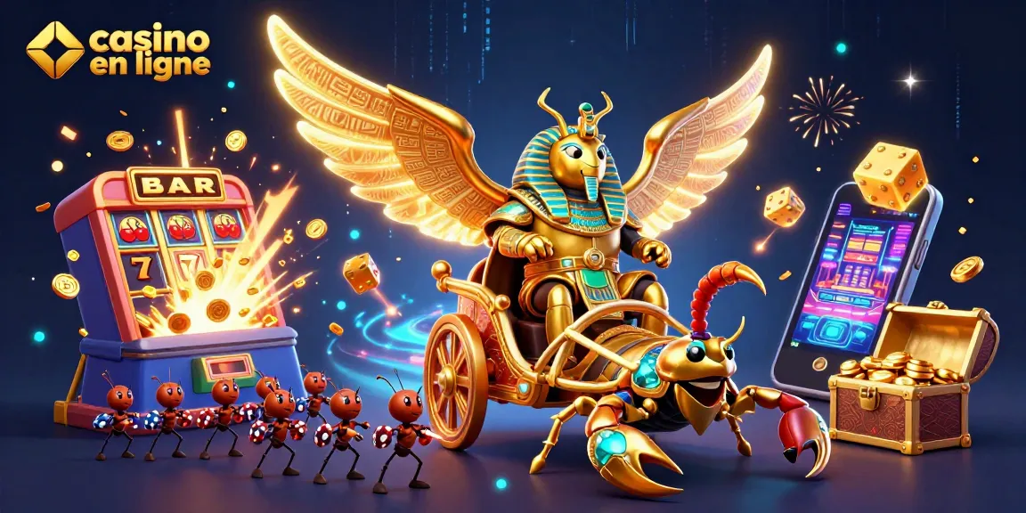 Immergez-vous dans l'univers des casinos en ligne avec cette illustration dynamique captivante.