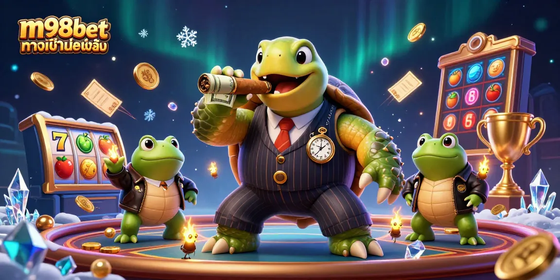 Engage in thrilling gameplay at m98bet ทางเข้ามือถือ with a vibrant 3D casino scene illustrated.