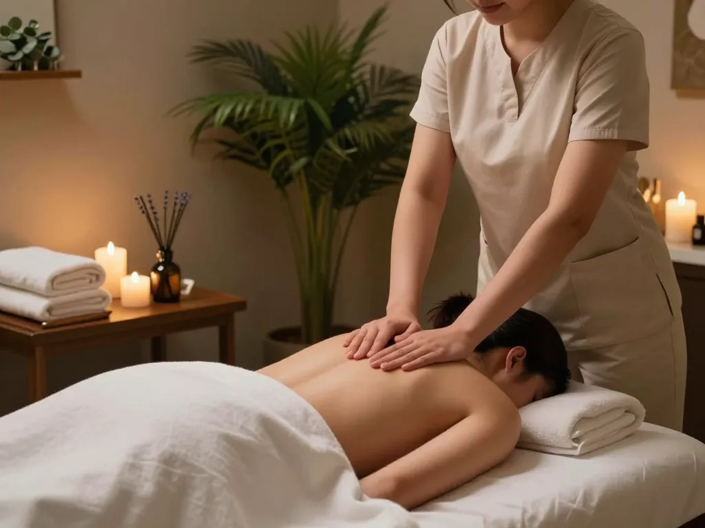 Relaxing 인계동마사지 therapy environment with a peaceful atmosphere and skilled therapist.