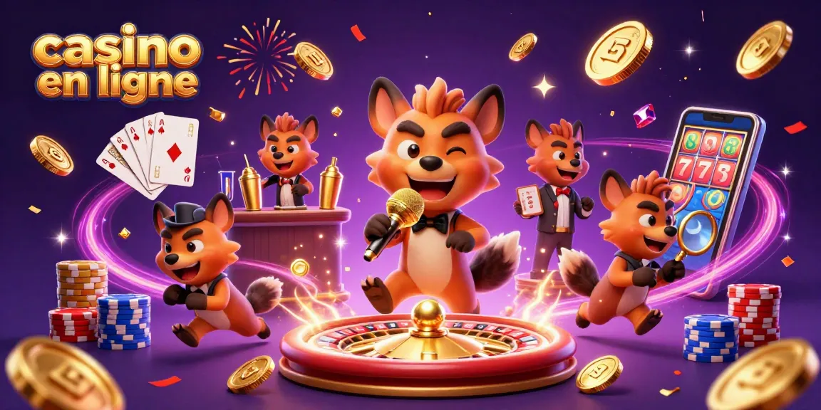 Casino en ligne : hyènes animées s'amusant au bar et à la scène de stand-up