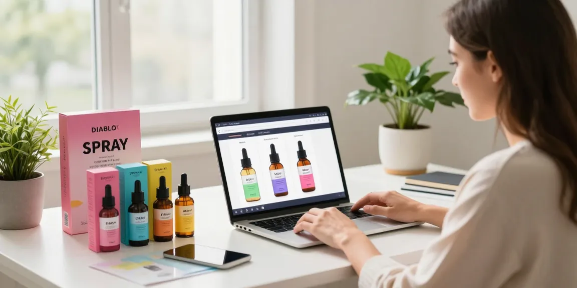 Buy Diablo K2 Spray on paper showcased in a bright e-commerce setup, emphasizing stylish products and inviting atmosphere.