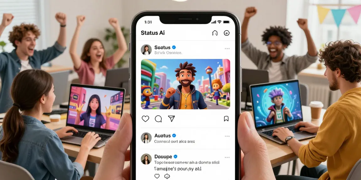 Users interacting with avatars in the Status app, showcasing vibrant fandoms and social media engagement.