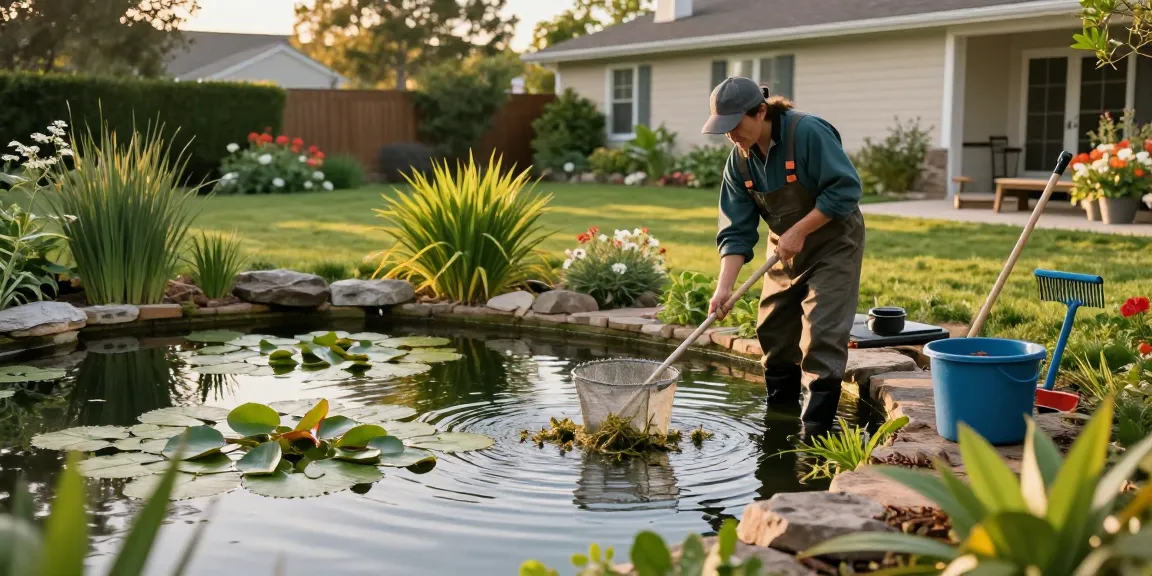 Pond Clean Surrey services revitalizing a backyard pond with professional maintenance and care.