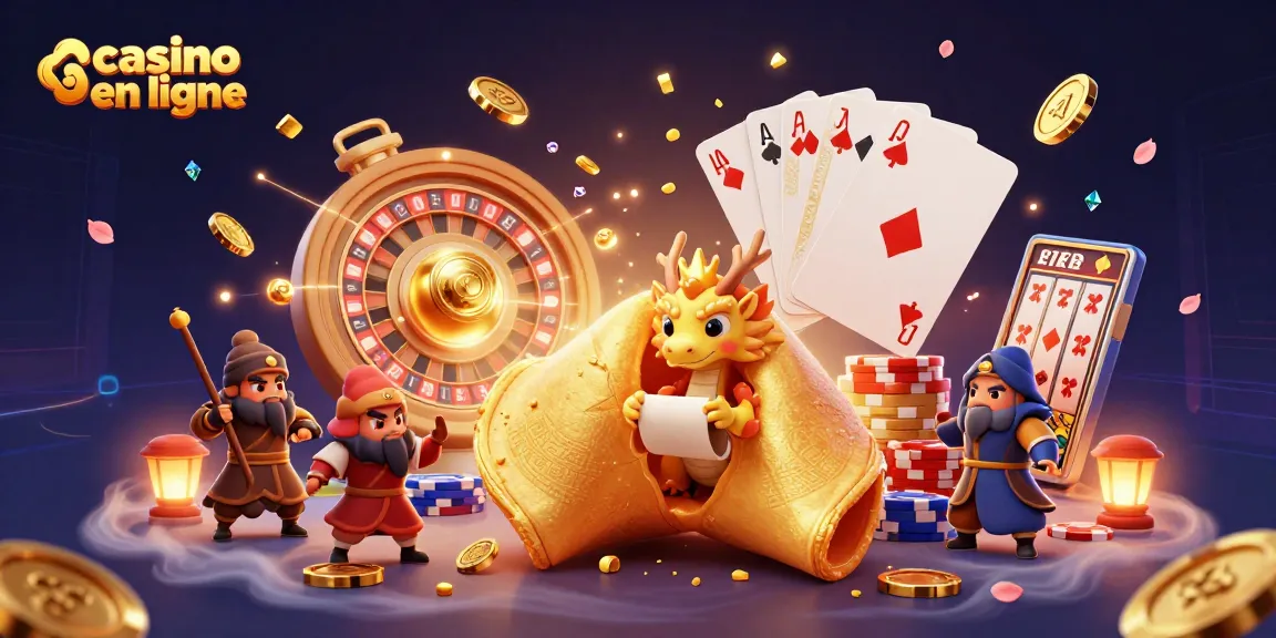 Profitez de l'animation dynamique du casino en ligne avec des symboles de chance et de fortune.
