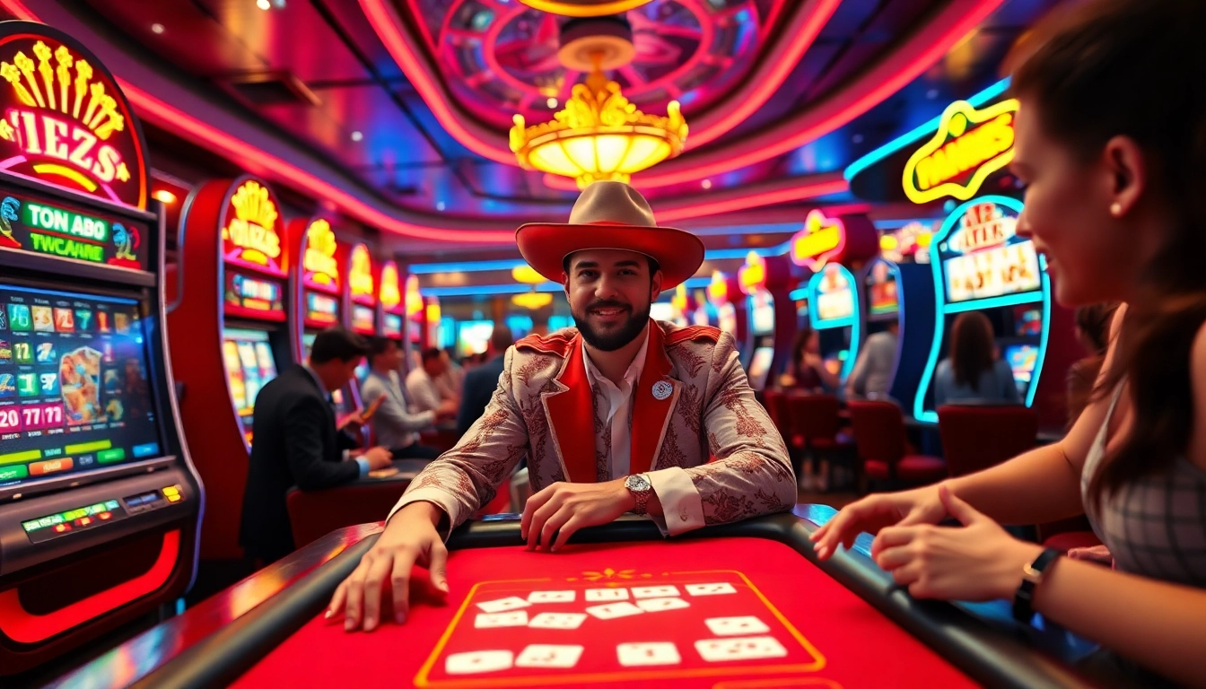 Engaging scene with a Vegas hero at a bustling casino gaming table, embodying excitement and energy.