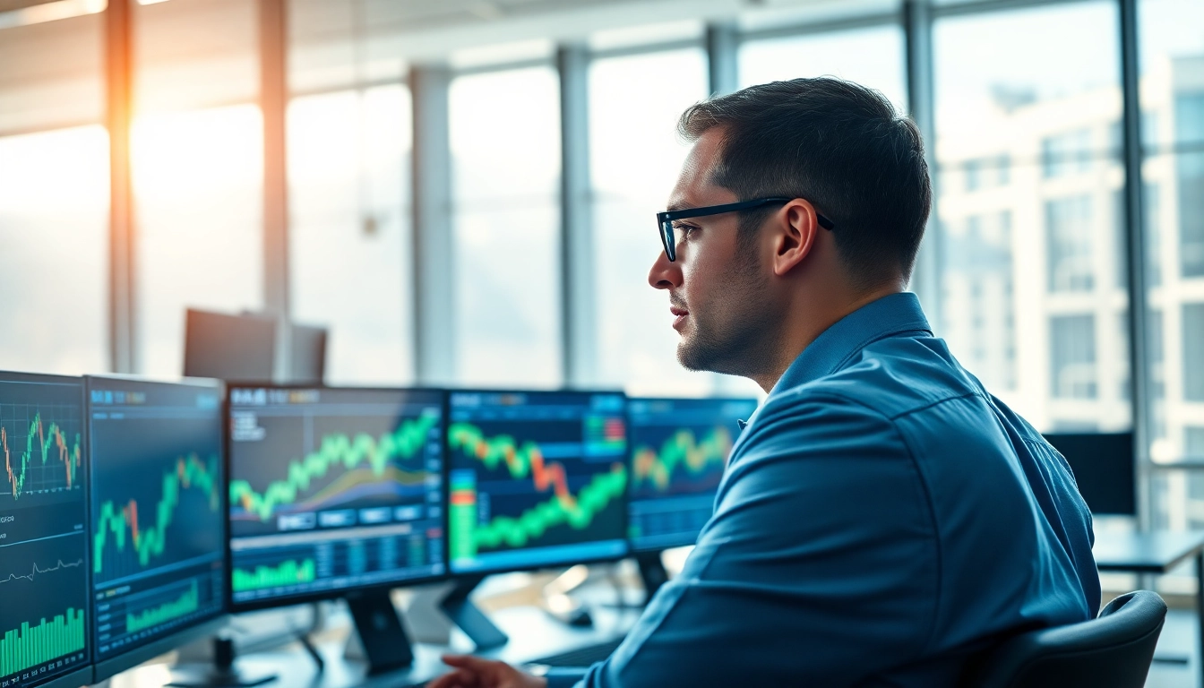 Engaging in real time stock trading In Saudi Arabia with professional trader analyzing stock market data.
