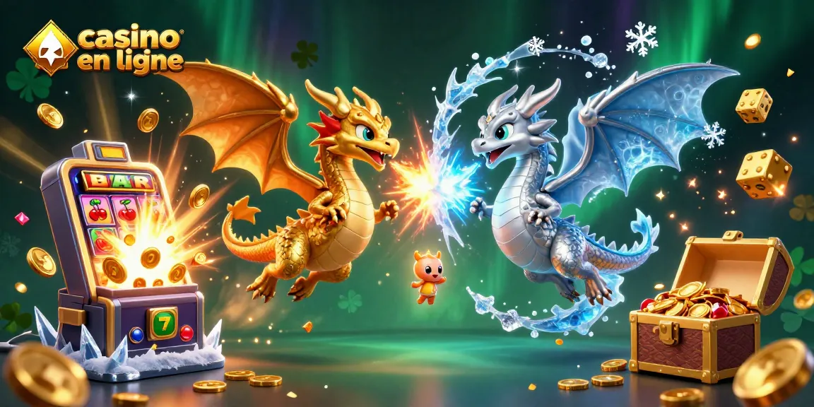 Jouez au casino en ligne avec des dragons, machines à sous et trésors scintillants.