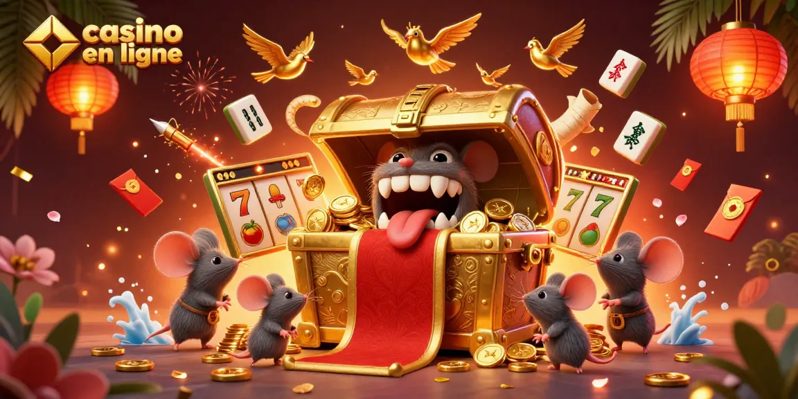 Jouez au casino en ligne avec des machines à sous colorées, des trésors dorés et une ambiance festive.