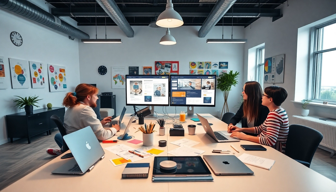 Creating an engaging web design edmonton website in a vibrant studio atmosphere.