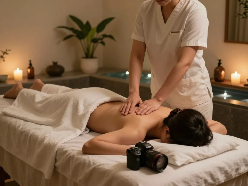 신사동마사지 therapy session in a tranquil professional spa atmosphere.