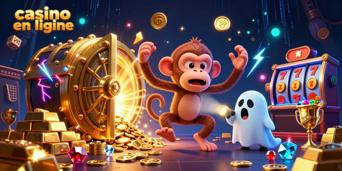 Image illustrant un casino en ligne animé avec un singe poltergeist et un chiot chasseur de fantômes.