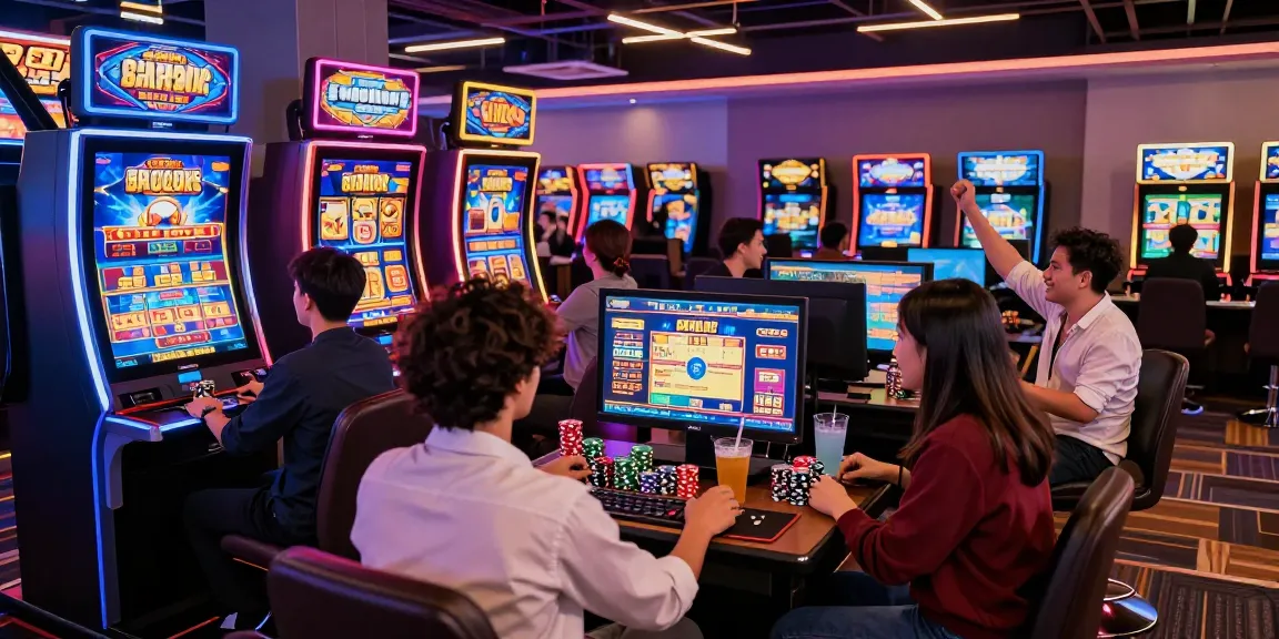 Exciting online gaming casino scene showcasing slot gacor action with players celebrating wins.
