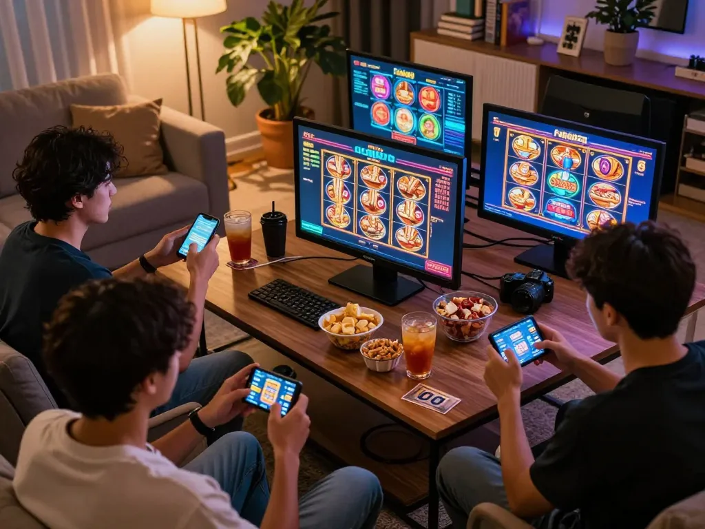 Engaging gameplay at Fafa828 online casino on mobile devices, showing players enjoying slots and live games.