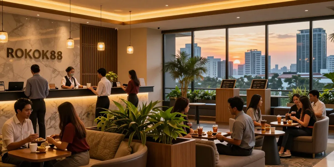 Experience the welcoming atmosphere at https://rokok88.io with cozy lobby scene.