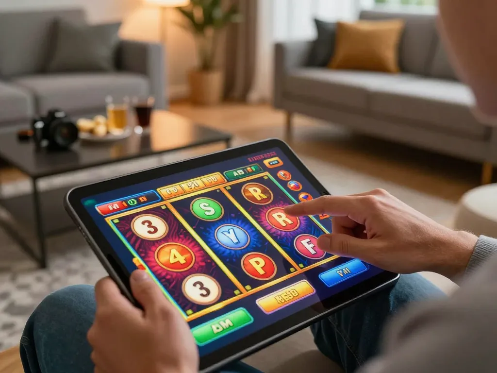 Player enjoying a thrilling slot game on a tablet, highlighting the engaging experience of Paris888.