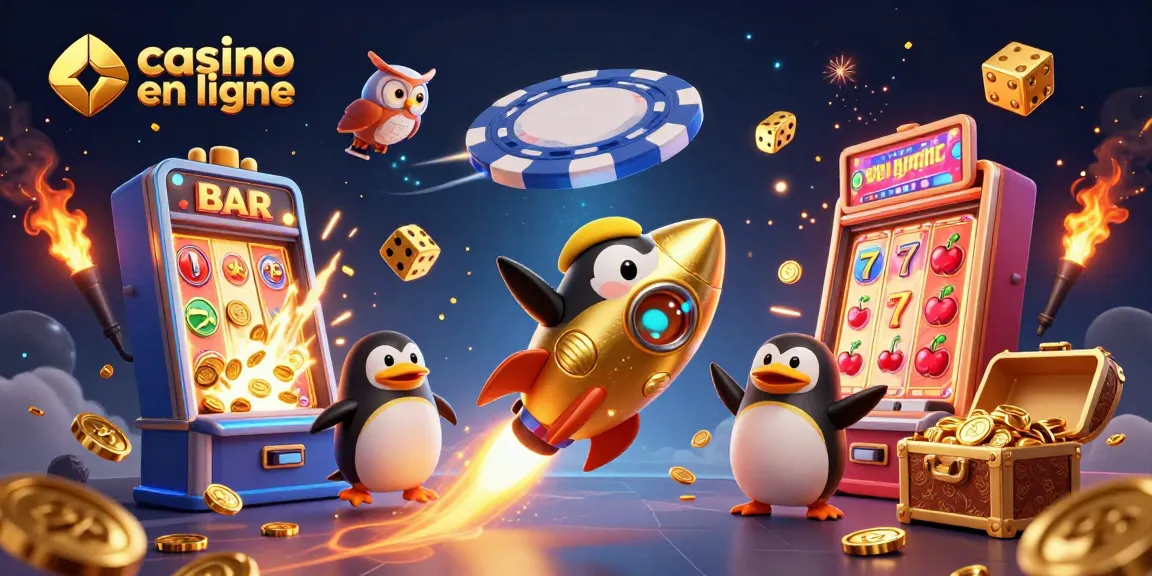 Visitez le casino en ligne captivant avec le pingouin doré propulsé par une fusée.
