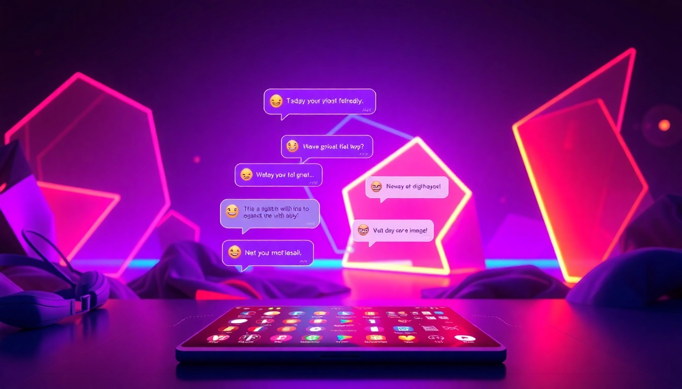 Engaging NSFW AI chat interface with vibrant colors and playful emojis