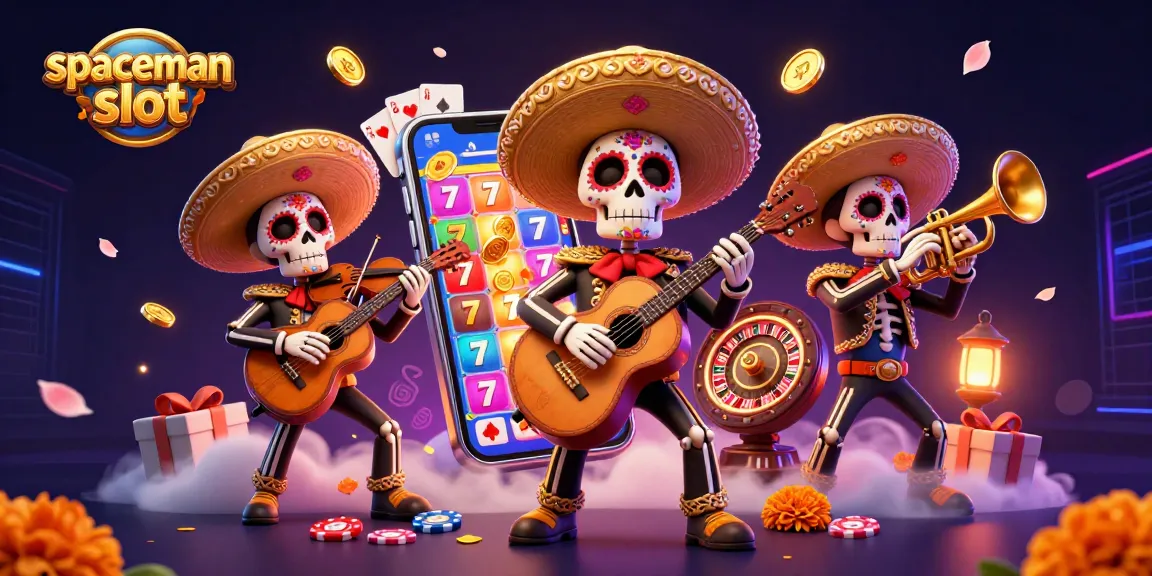 Engage in the excitement of the spaceman slot with a vibrant mariachi scene filled with casino elements.