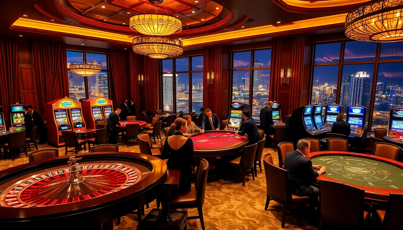 Experience the thrilling atmosphere of 388bet's online gaming in a lavish casino setting.
