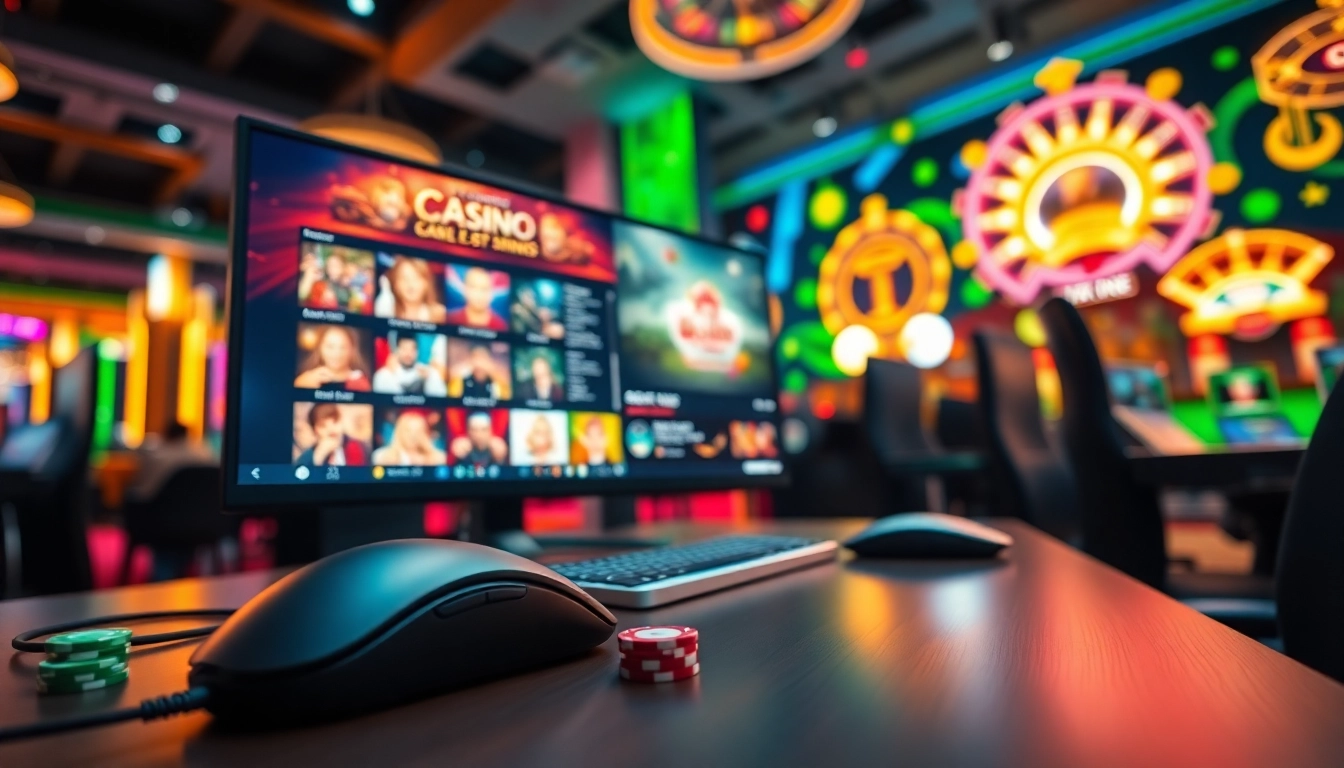 Engaging online casinos Canada scene featuring vibrant gaming elements and an immersive atmosphere.