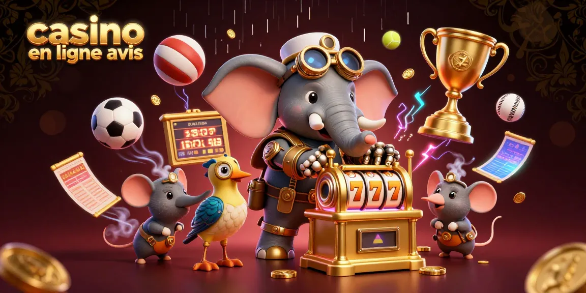 Illustration animée représentant le steampunk éléphant d'ingénieur, explorant les meilleurs casinos en ligne avis.