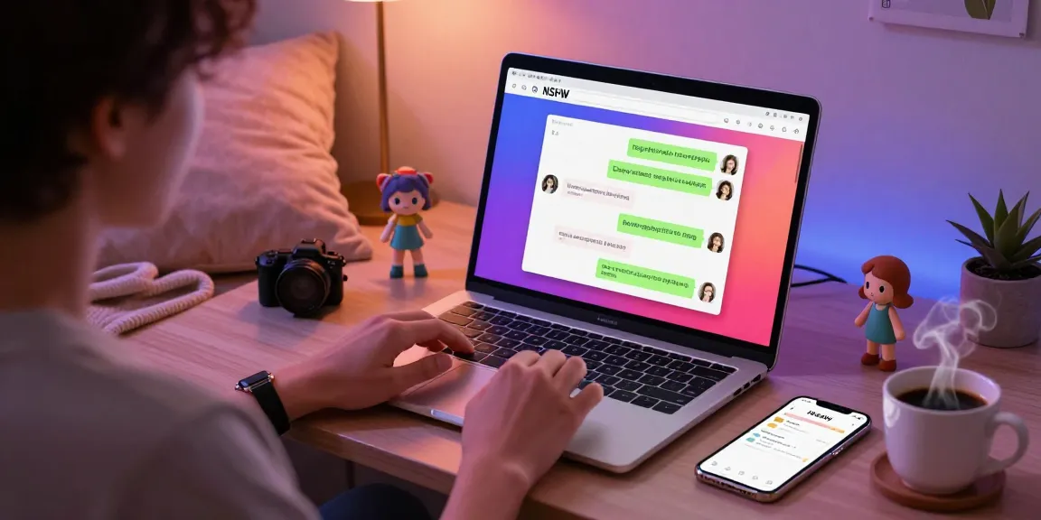 Interactive NSFW AI chat scene with vibrant interface and cozy atmosphere for user engagement