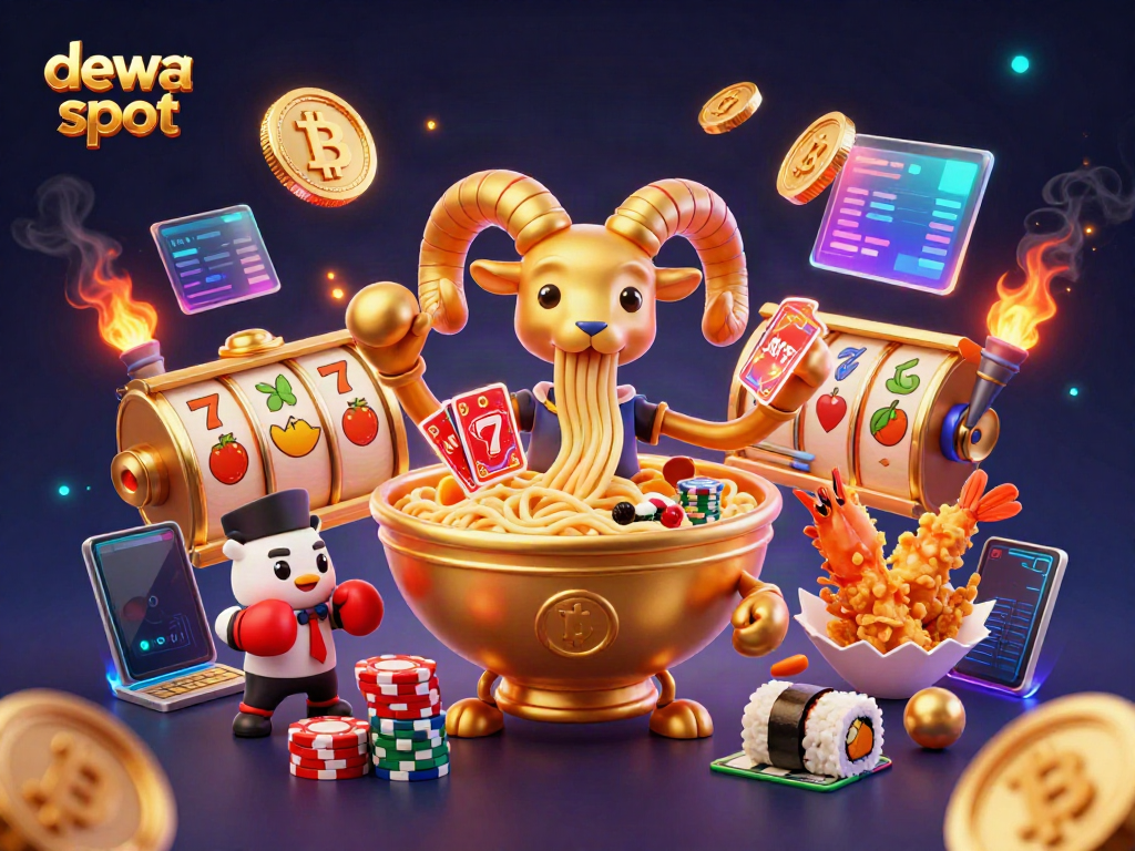 Permainan mendebarkan di dewa slot dengan karakter unik yang memegang kartu dan chip.