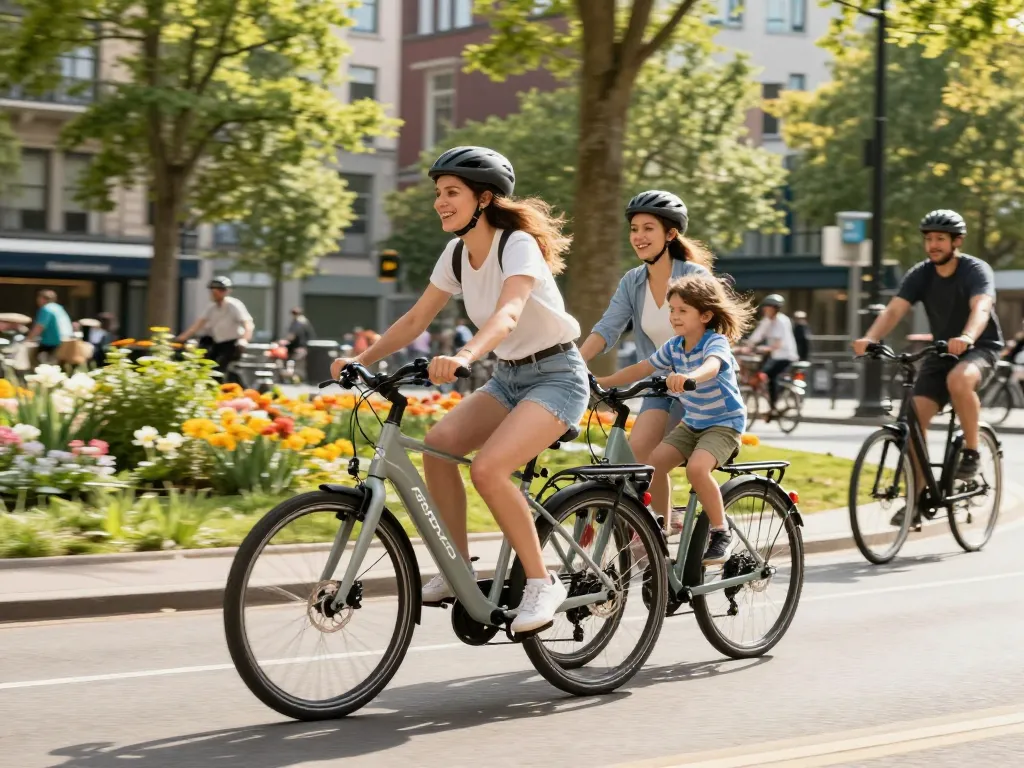 Doppio Fiets 2x e-bike riders enjoying a city park adventure