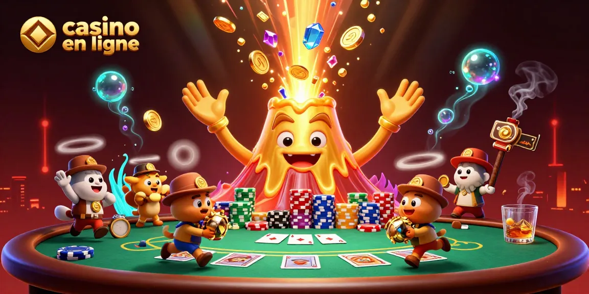 Jouez au casino en ligne avec une scène dynamique de trésors et jeux de cartes.