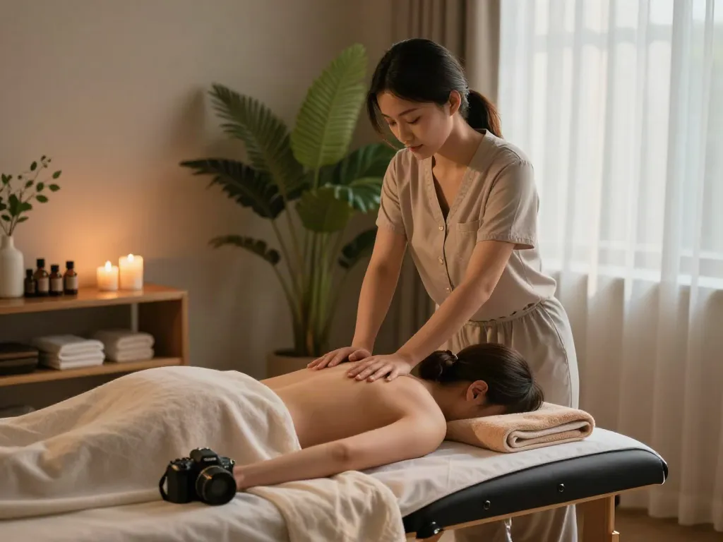Enjoying 은평구출장마사지 in a calming home spa environment.