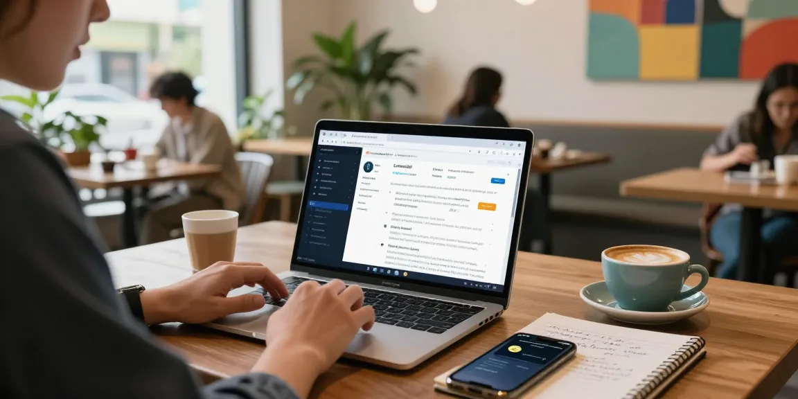Cloud mining provider analysis in cryptocurrency workspace, showcasing laptop with blockchain articles and research.