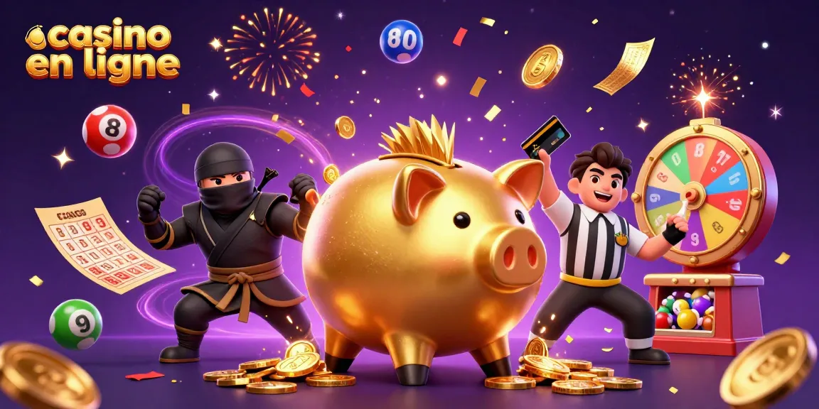 Animation d'une tirelire en ligne avec des éléments de jeu, plongez dans le casino en ligne.
