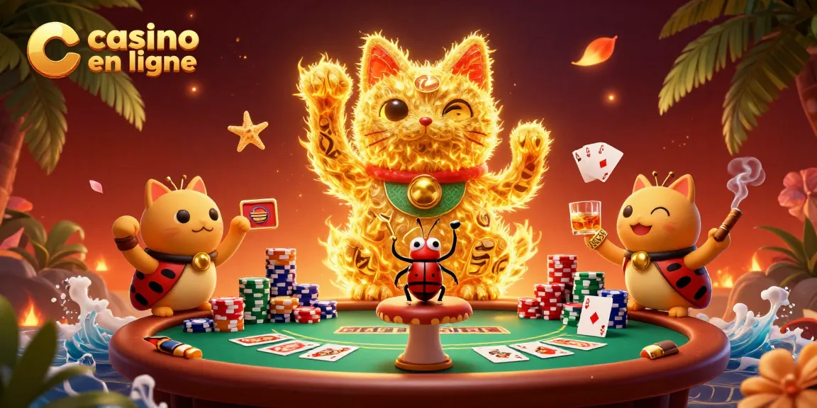 Jouer dans un casino en ligne avec le chat porte-bonheur animé dans une scène colorée