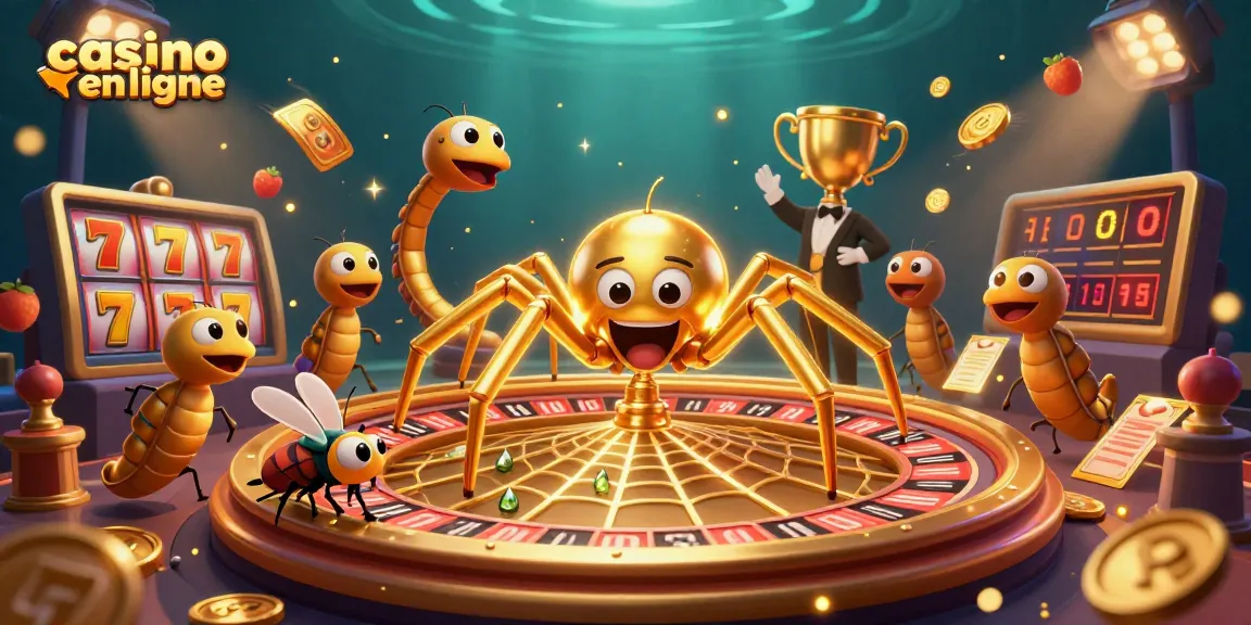 Placer des paris sur un casino en ligne animé par une araignée dorée et un croupier centipède.