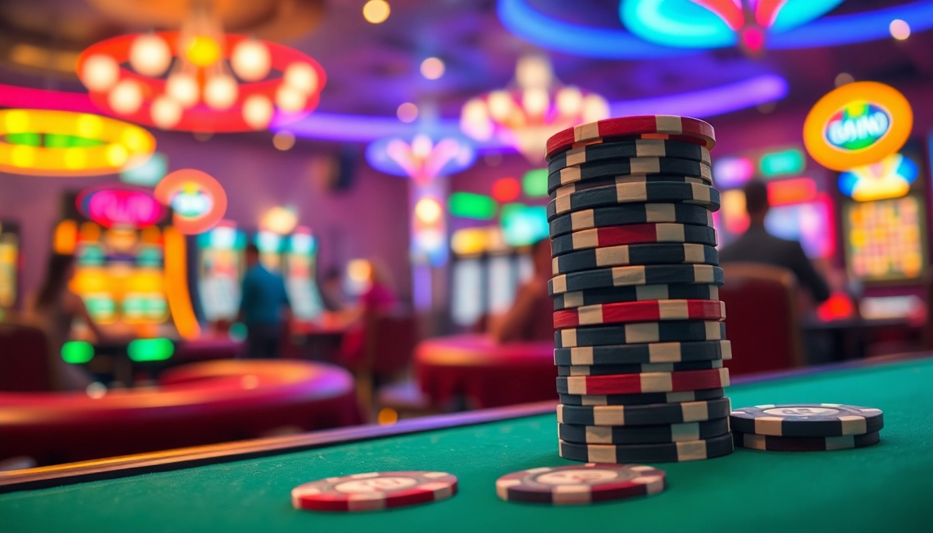 as38 deposit ovo promotional casino chips prominently displayed in a vibrant gaming scene.